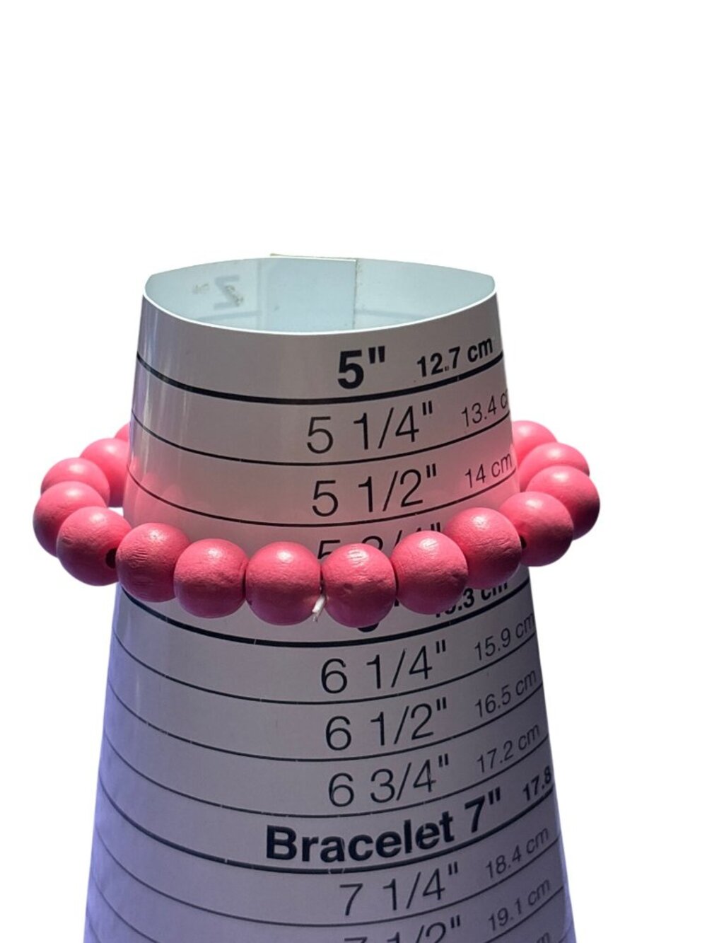 Bright Pink Wooden Beaded Stretchy Bracelet 5.75 inches Unstretched - Picture 3 of 3
